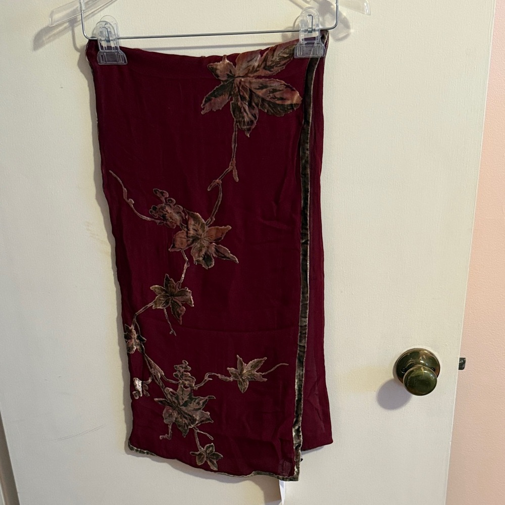 Anne Klein Burgundy Floral Scarf